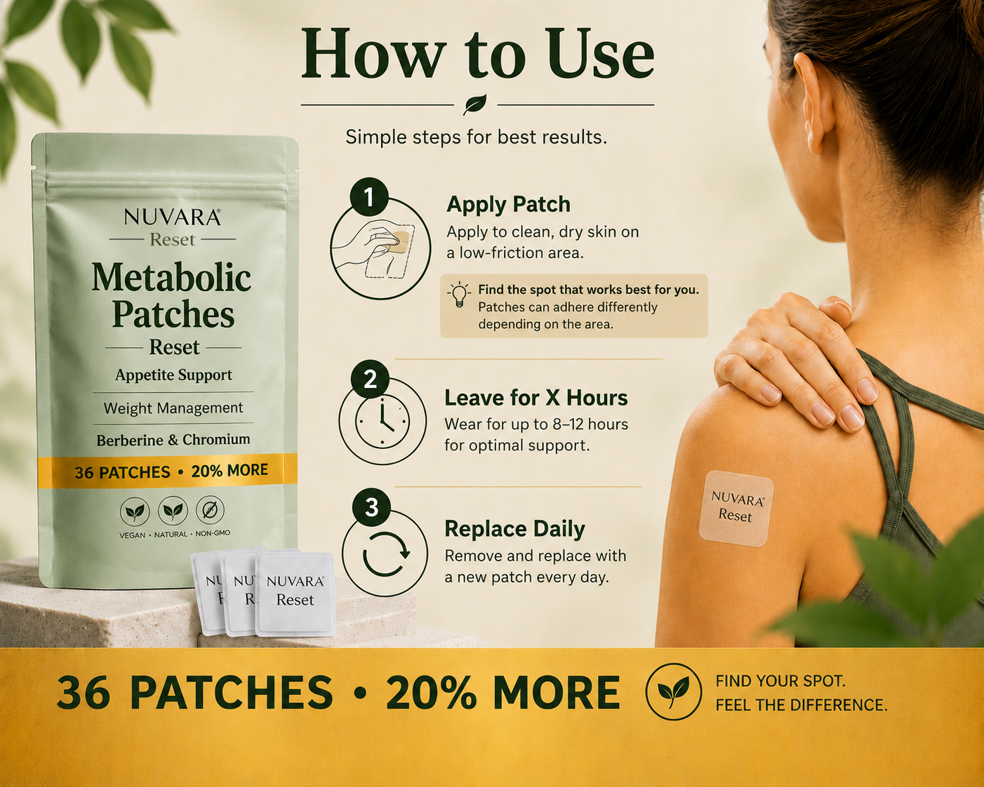 NUVARA® Reset Berberine Metabolism & Weight Support Patch (36 Patches)